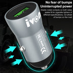 IVON CC39 18W 3.1A QC 3.0 USB Car Charger + 1m USB to 8 Pin Fast Charge Data Cable Set, 8 Pin
