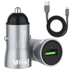 IVON CC39 18W 3.1A QC 3.0 USB Car Charger + 1m USB to Micro USB Fast Charge Data Cable Set, Micro USB