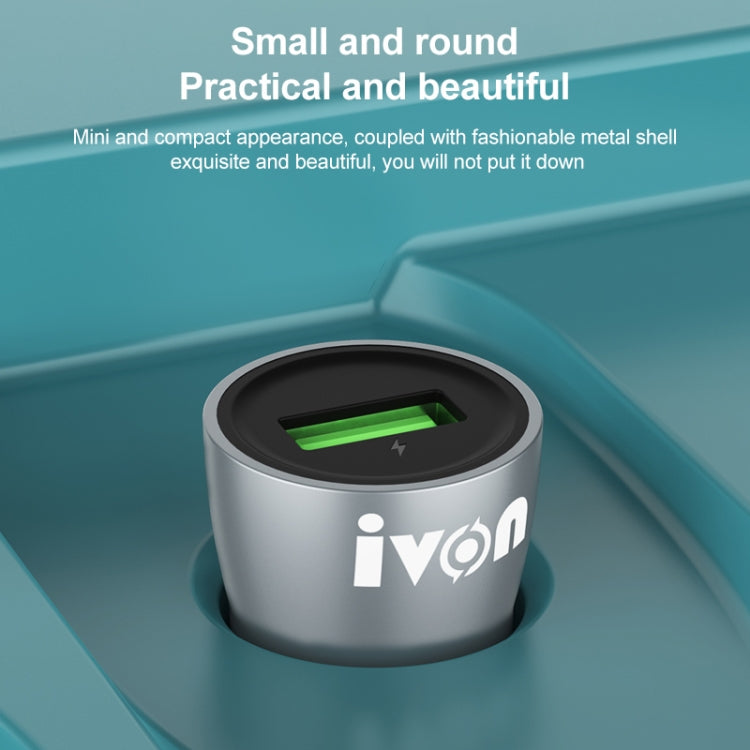 IVON CC39 18W 3.1A QC 3.0 USB Car Charger + 1m USB to USB-C / Type-C Fast Charge Data Cable Set, USB-C / Type-C