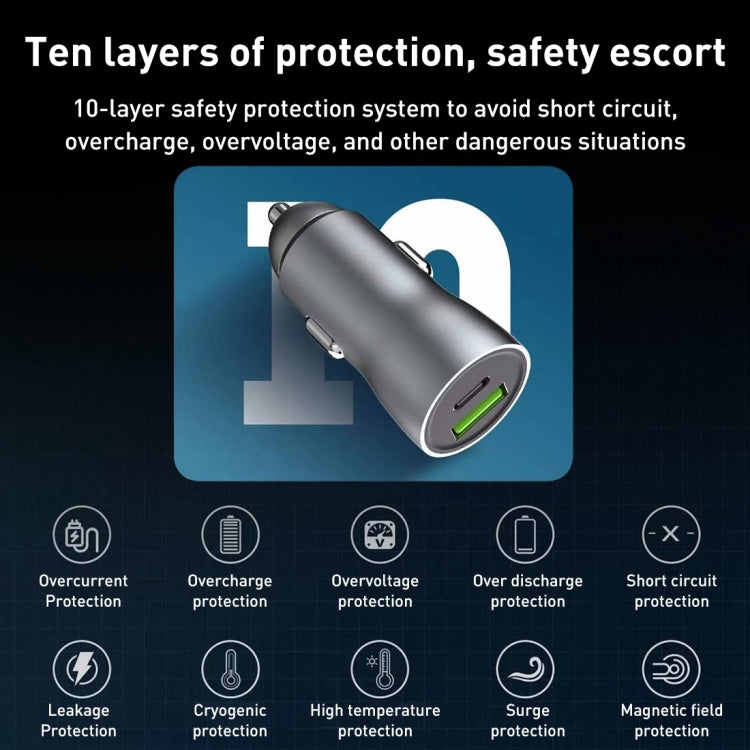 20W PD+22.5W USB Ports Car Charger, Compatible with Android and IOS, 20W PD+22.5W
