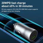 20W PD+22.5W USB Ports Car Charger, Compatible with Android and IOS, 20W PD+22.5W
