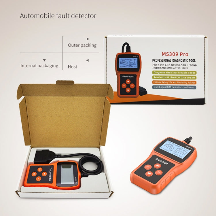 MS309 Pro Car Fault Detector OBD2 EOBD Scanner Code Reader, MS309 Pro