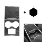 For Tesla Model 3 2017-2022 / Model Y 2000- Car Carbon Fiber Central Control Decorative Sticker, Central Control (Black), Central Control (Red)
