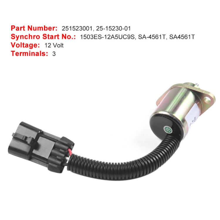 Excavator Fuel Shutdown Shut Off Solenoid Valve for Kubota V1505 R90 1503ES-12A5UC9S, For Kubota V1505