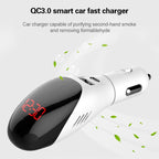 Multifunctional Formaldehyde Removal Air Purifier QC3.0 Car Phone Charger Display Screen