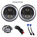 2 PCS 7 inch DC12V 6000K-6500K 50W Car LED Headlight Cree Lamp Beads for Jeep Wrangler / Harley, Support APP + Bluetooth Control, DC12V 6000K-6500K