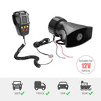 HW-1006B 12V 100W 125dB 5-tone Car Electric Alarm Air Horn Siren Speaker 5 Sound Tone Super Loud with Mic, HW-1006B