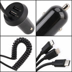 Universal Car 3 in 1 Quick Charger Dual Port USB Charger Power Outlet Adapter, Cable Length: 55cm, X3
