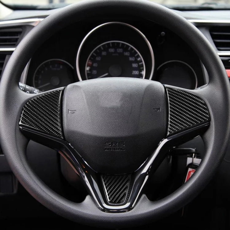 3 in 1 Car Carbon Fiber Steering Wheel Button Decorative Sticker for Honda Fit, Left and Right Drive Universal, For Honda Fit(A)