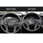 4 in 1 Car Carbon Fiber Steering Wheel Button Decorative Sticker for Cadillac xt5 2016-2017, Left and Right Drive Universal, For Cadillac xt5 2016-2017