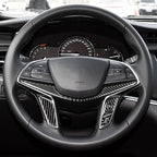 4 in 1 Car Carbon Fiber Steering Wheel Button Decorative Sticker for Cadillac xt5 2016-2017, Left and Right Drive Universal, For Cadillac xt5 2016-2017