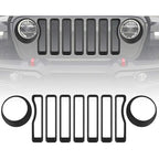 Car Mesh Grille Grill Insert + Headlight Turn Light Cover Trim for Jeep Wrangler JL 2018-2019