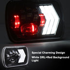 2 PCS 5X7 inch Car Modified Red Background LED Square Headlamp for Jeep Wrangler, For Jeep Wrangler(5X7 inch)