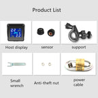 Universal Motorcycle Wireless High Precision Solar Energy TPMS Tire Pressure Alarm System External Tire Monitor, Motorcycle External Tire Monitor