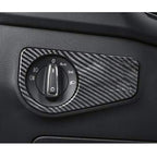 Car Carbon Fiber Headlight Switch Panel Decorative Sticker for Volkswagen Tiguan L 2019-2021, Low Configuration, Headlight Switch, Low Configuration