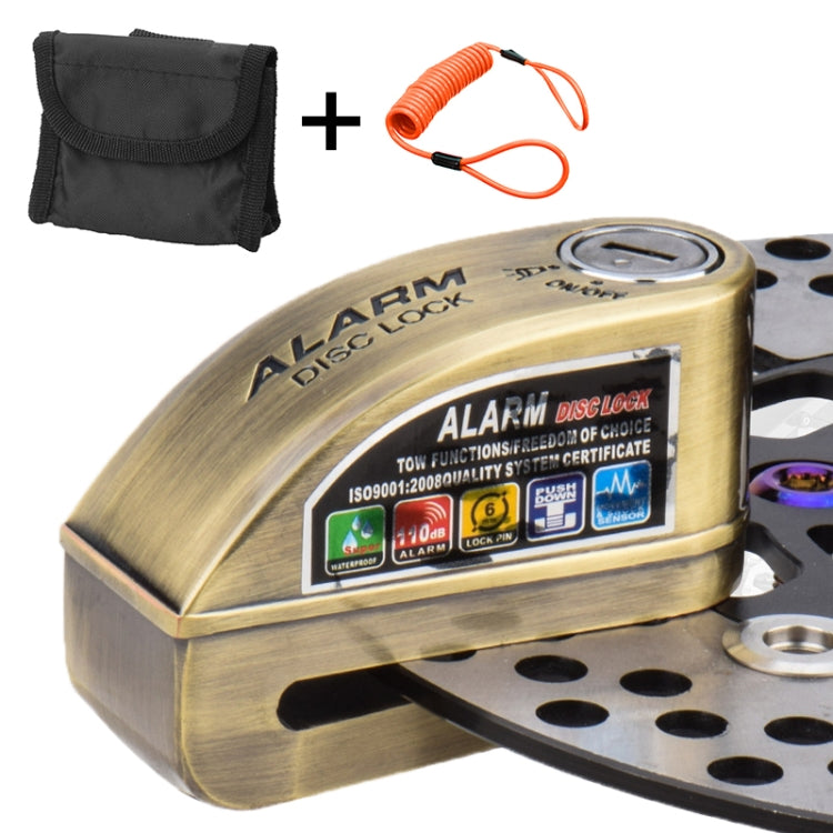 Motorcycles / Bicycle Anti-theft Lock Alarm Disc Brakes Lock with Cable and Bag, 8307 (Bronze), 8307 (Silver)