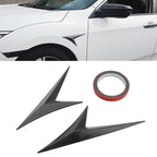 Modified Fender Side Wing Sticker Blade Side Shark Gill Car Body Decorative Sticker for Honda 10th Generation Civic, Bright Black, Bright Black