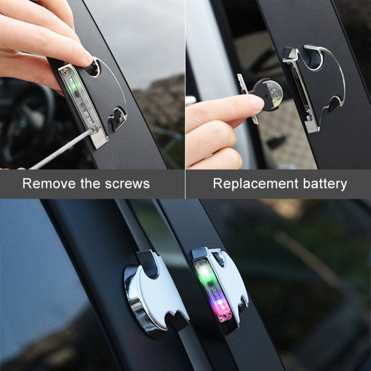 2 PCS Car LED Door Warning Lights Anti-collision Door Opening Lamp Flashing Lights, Door Warning Lights (Black), Door Warning Lights (Silver)