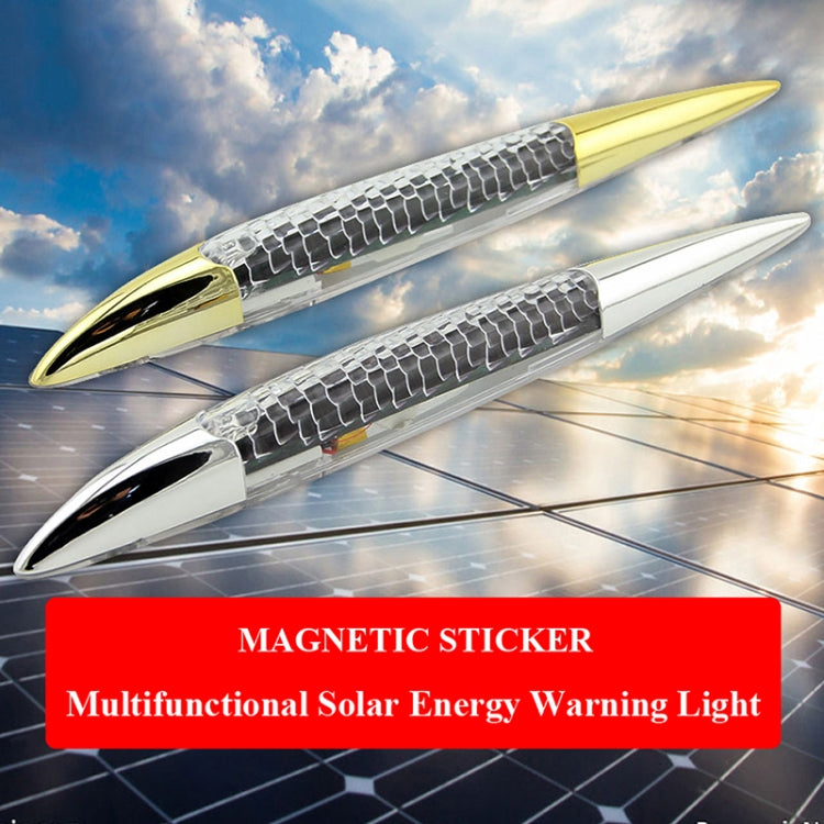 Car Solar Shark Gill Warning Lights Car Door Anti-collision Rear-end Collision LED Dlashing Lamp, Mode: Constant Bright + Flashing, Constant Bright + Flashing (Gold), Constant Bright + Flashing (Silver)
