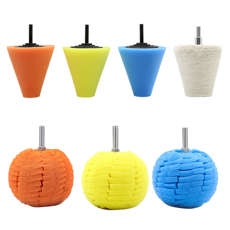7 in 1 3 inch Car Polishing Disc Set Wheel Rim Polishing Waxing Sponge, 7 in 1