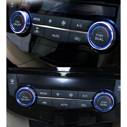 2 PCS Car Metal Air Conditioner Knob Case for Nissan X-TRAIL, For Nissan X-TRAIL (Blue), For Nissan X-TRAIL (Red), For Nissan X-TRAIL (Silver)
