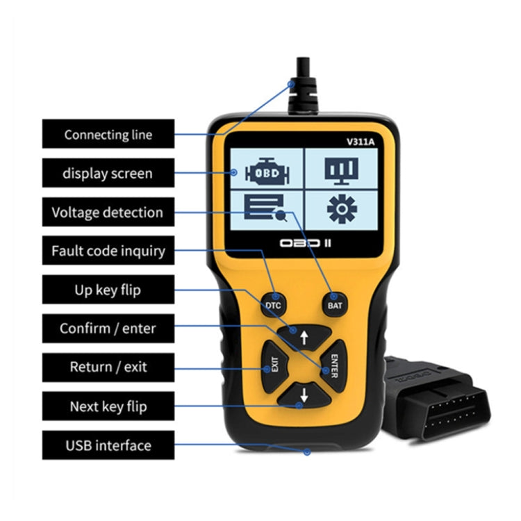 V311A Car Handheld V1.1 OBD2 Fault Detector OBD2 Diagnostic Tool, V311A