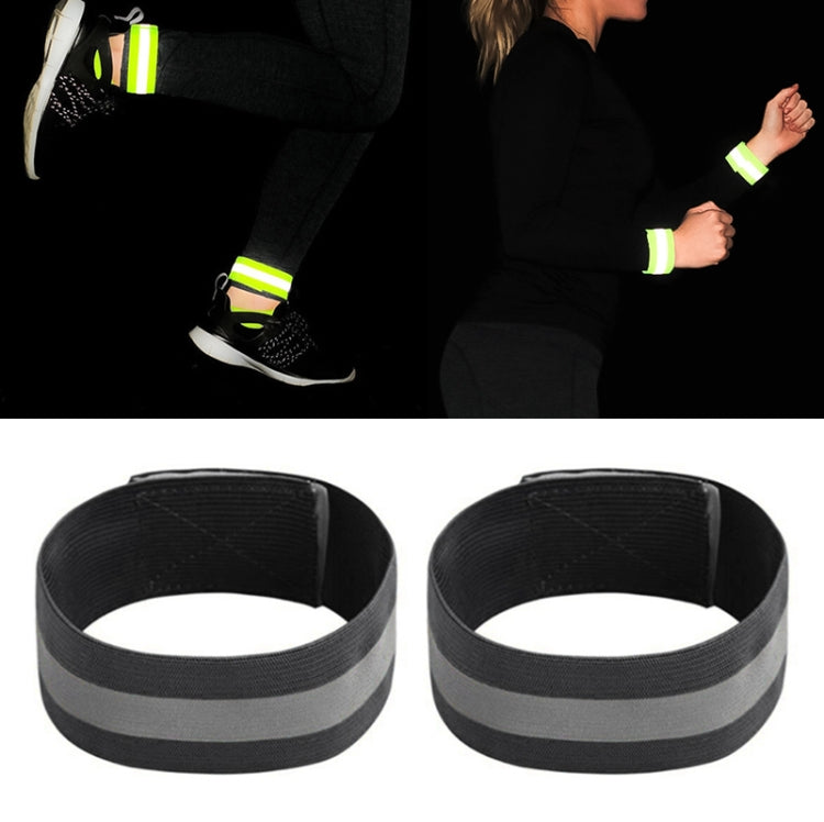 2pcs Reflective Band Outdoor Sports Running Cycling Night Warning Wrist Band, Black, Purple, Red, Yellow+Orange