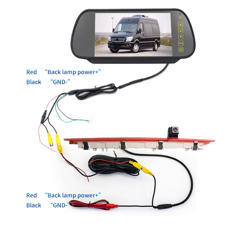 PZ468 Car Waterproof 170 Degree Brake Light View Camera + 7 inch Rearview Monitor for Mercedes-Benz Vito 2016, PZ468 + 7 inch Rearview Monitor