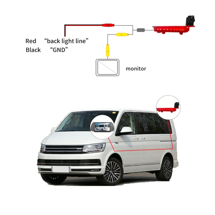 PZ470 Car Waterproof 170 Degree Brake Light View Camera for Volkswagen T5 / T6 2010-2017, PZ470