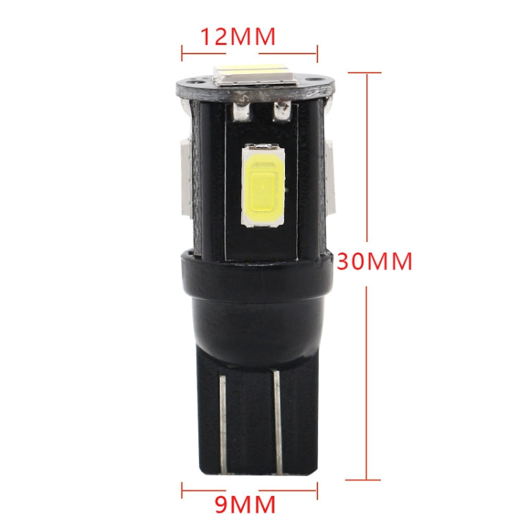 10 PCS T10 DC12V / 1.5W / 6000K / 80LM Car Decoding LED Clearance Lights with 6LEDs SMD-5630 Lamp Beads, T10 DC12V / 1.5W / 6000K