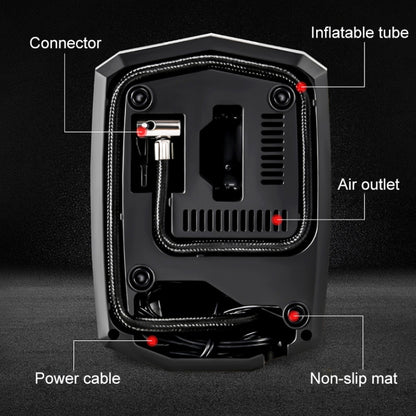 Car 12V Portable Inflatable Cylinder Pedal Pointer Air Pump with Light & Tool Box, Pointer with Tool Box