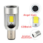BA20D DC12-80V / 20W / 6000K / 2000LM Motorcycle Headlight with Angel Eyes, BA20D, BA20D (Blue), BA20D (Red)