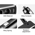 SHUNWEI SD-1909 80W 0.8A Car 2 in 1 USB Charger 90 Degree Free Rotation Cigarette Lighter, SD-1909 (Black), SD-1909