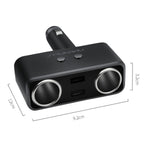 SHUNWEI SD-1925 120W 3A Car 2 in 1 Dual USB Charger 90 Degree Free Rotation Cigarette Lighter, SD-1925 (Black), SD-1925