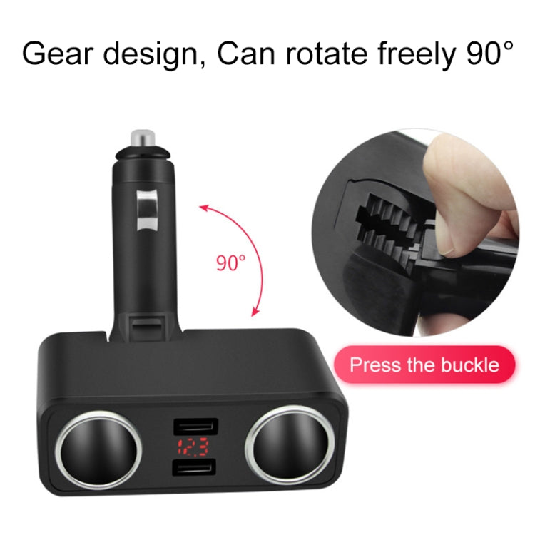 SHUNWEI SD-1925 120W 3A Car 2 in 1 Dual USB Charger 90 Degree Free Rotation Cigarette Lighter, SD-1925 (Black), SD-1925