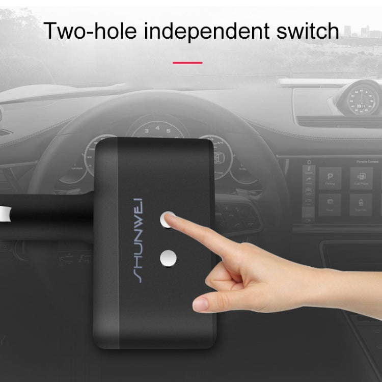SHUNWEI SD-1925 120W 3A Car 2 in 1 Dual USB Charger 90 Degree Free Rotation Cigarette Lighter, SD-1925 (Black), SD-1925
