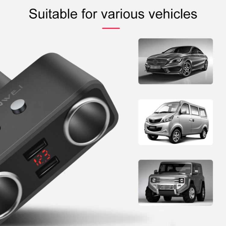 SHUNWEI SD-1925 120W 3A Car 2 in 1 Dual USB Charger 90 Degree Free Rotation Cigarette Lighter, SD-1925 (Black), SD-1925