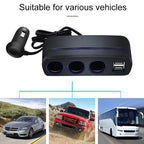 SHUNWEI SD-1938 120W 3A Car 3 in 1 Dual USB Charger Cigarette Lighter with Atmosphere Light, SD-1938 (Black), SD-1938