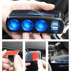 SHUNWEI SD-1939D 120W QC3.0 Car 3 in 1 Dual USB Charger Cigarette Lighter, SD-1939D