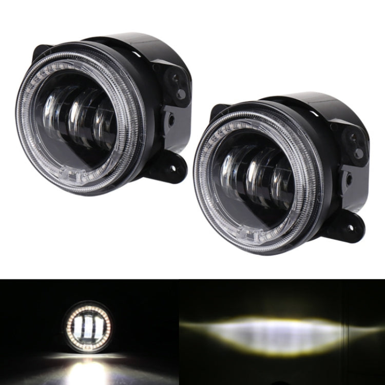 2 PCS DC12V-30V / 30W / 3A / 1440LM 12LEDs  4 inch Car LED Colorful Fog Light, Style: Black Background, Style: Black Background(White Light), Style: Black Background(Yellow Light)