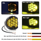 OL-1950Y 5 inch DC12V-30V 5000LM 6500K 50W Car LED Light on Three Sides Headlight for Jeep Wrangler (Gold Light), OL-1950Y