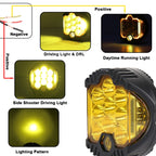 OL-1950Y 7 inch DC12V-30V 8000LM 6500K 90W Car LED Light on Three Sides Headlight for Jeep Wrangler (Gold Light), OL-1950Y 7 inch