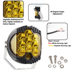 OL-1950Y 7 inch DC12V-30V 8000LM 6500K 90W Car LED Light on Three Sides Headlight for Jeep Wrangler (Gold Light), OL-1950Y 7 inch