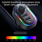 C12 Multifunctional Car Dual USB Charger Bluetooth FM Transmitter with Atmosphere Light, C12