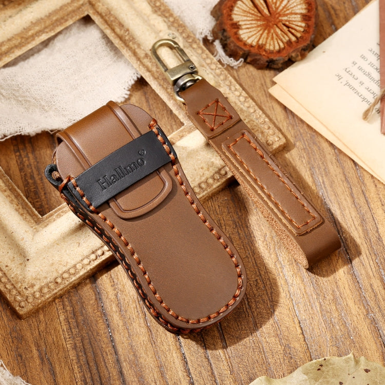 Hallmo Car Cowhide Leather Key Protective Cover Key Case for Porsche Macan 718 2021 B Style, For Porsche Macan B Style