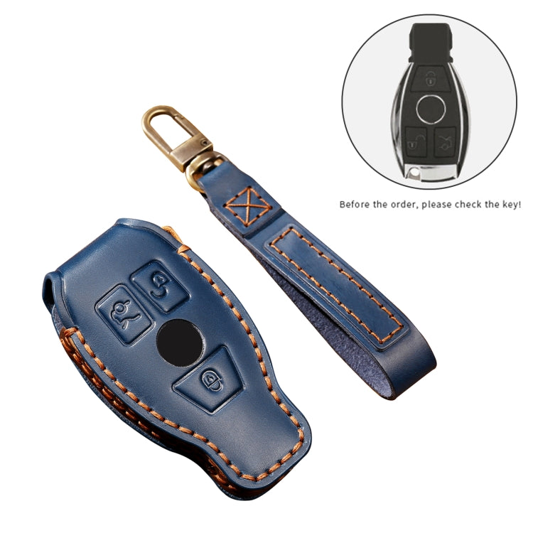 Hallmo Car Cowhide Leather Key Protective Cover Key Case for Old Mercedes-Benz E300L, For Old Mercedes-Benz E300L