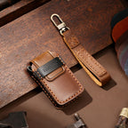 Hallmo Car Cowhide Leather Key Protective Cover Key Case for Honda Civic / Accord 4-button, For Honda Civic / Accord 4-button