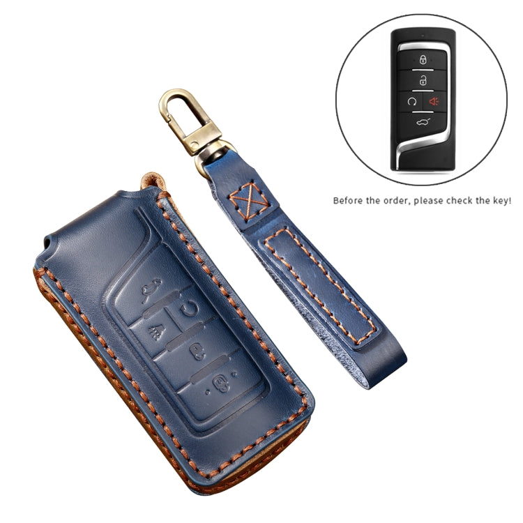 Hallmo Car Cowhide Leather Key Protective Cover Key Case for Trumpchi GS4 2021 B Style, For Trumpchi GS4 2021 B Style