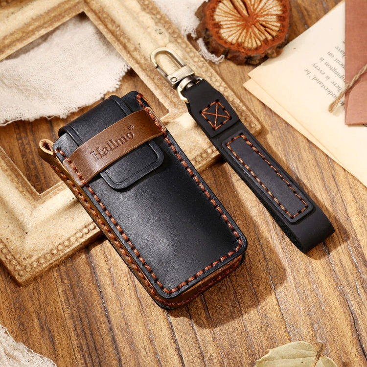 Hallmo Car Cowhide Leather Key Protective Cover Key Case for Trumpchi GS4 2021 C Style, For Trumpchi GS4 2021 C Style