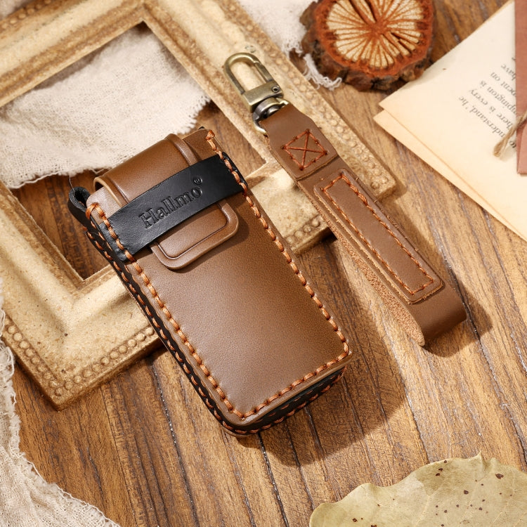 Hallmo Car Cowhide Leather Key Protective Cover Key Case for Trumpchi GS4 2021 C Style, For Trumpchi GS4 2021 C Style